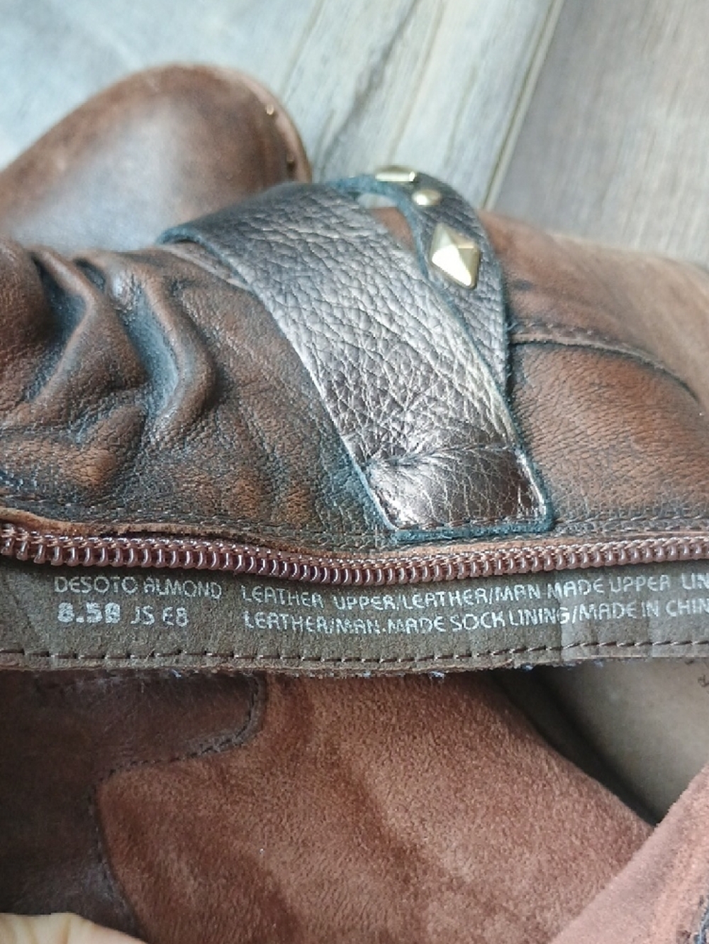 Earth Brown Distressed Leather Ankle Boots with Buckle Strap - Picture 8 of 11